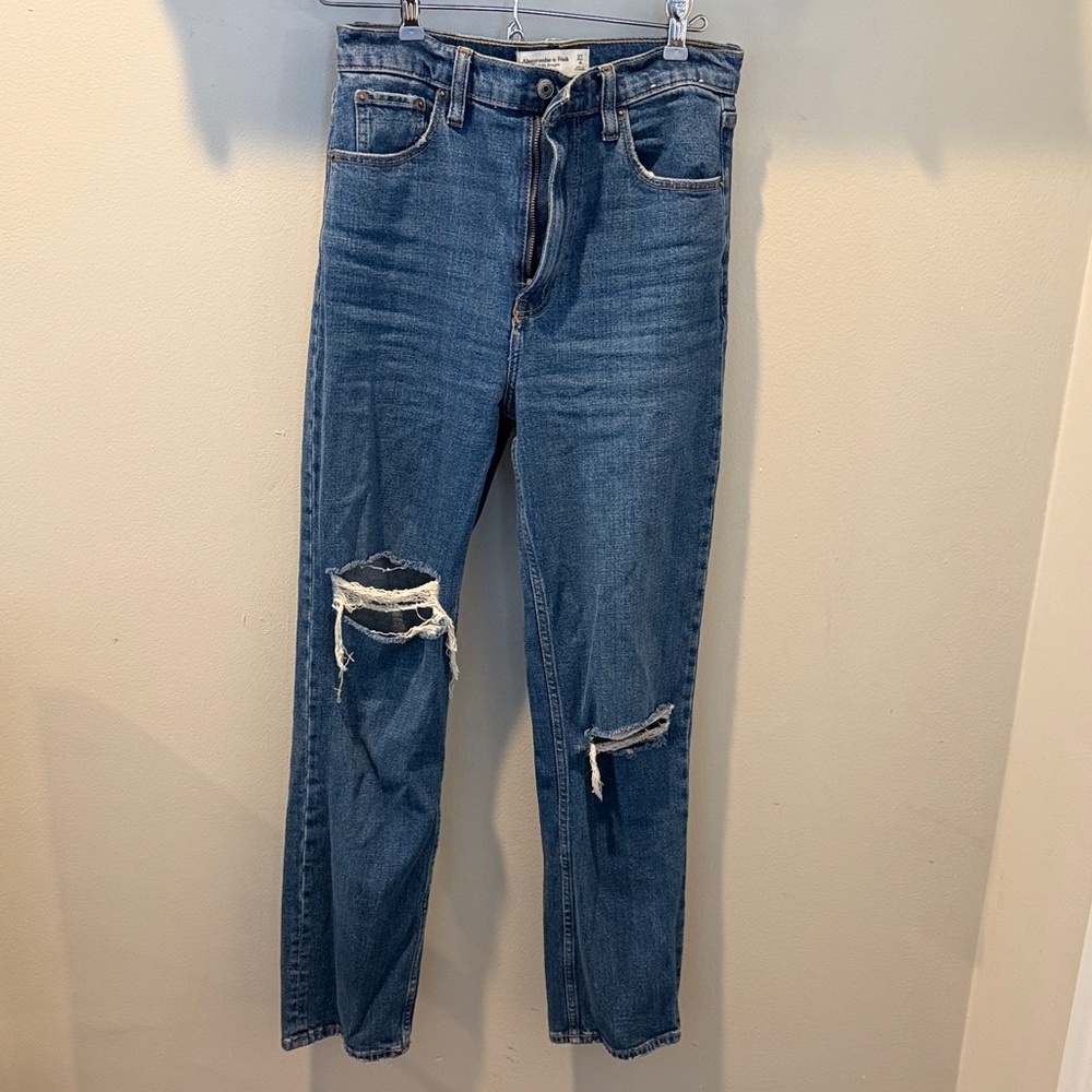 Abercrombie & Fitch Blue Ankle Straight Jeans